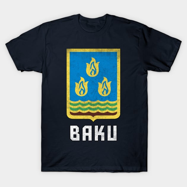 Baku / Azarbaijan \ Retro Faded Style Flag Design T-Shirt by DankFutura